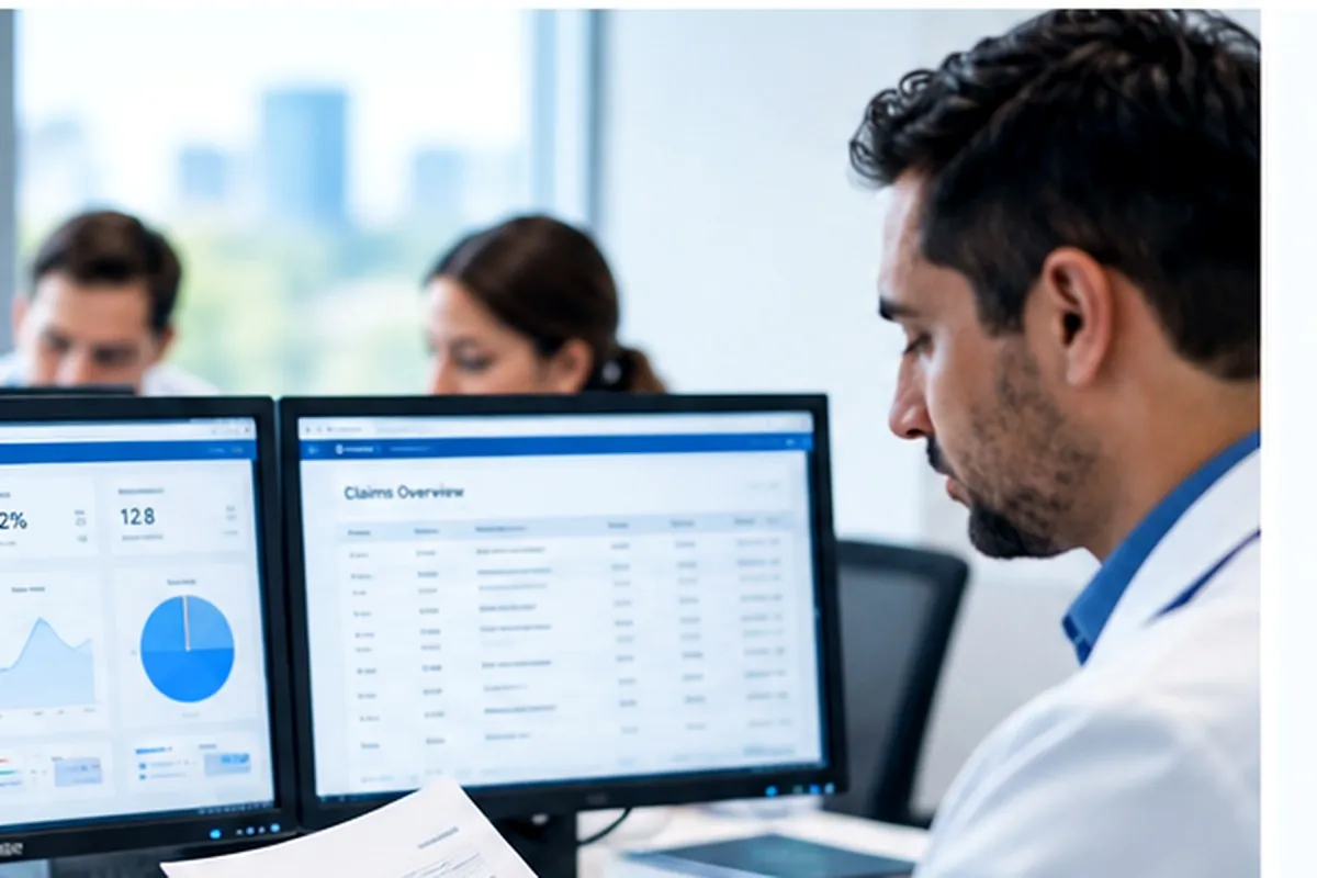 Healthcare professionals reviewing medical billing and revenue cycle information